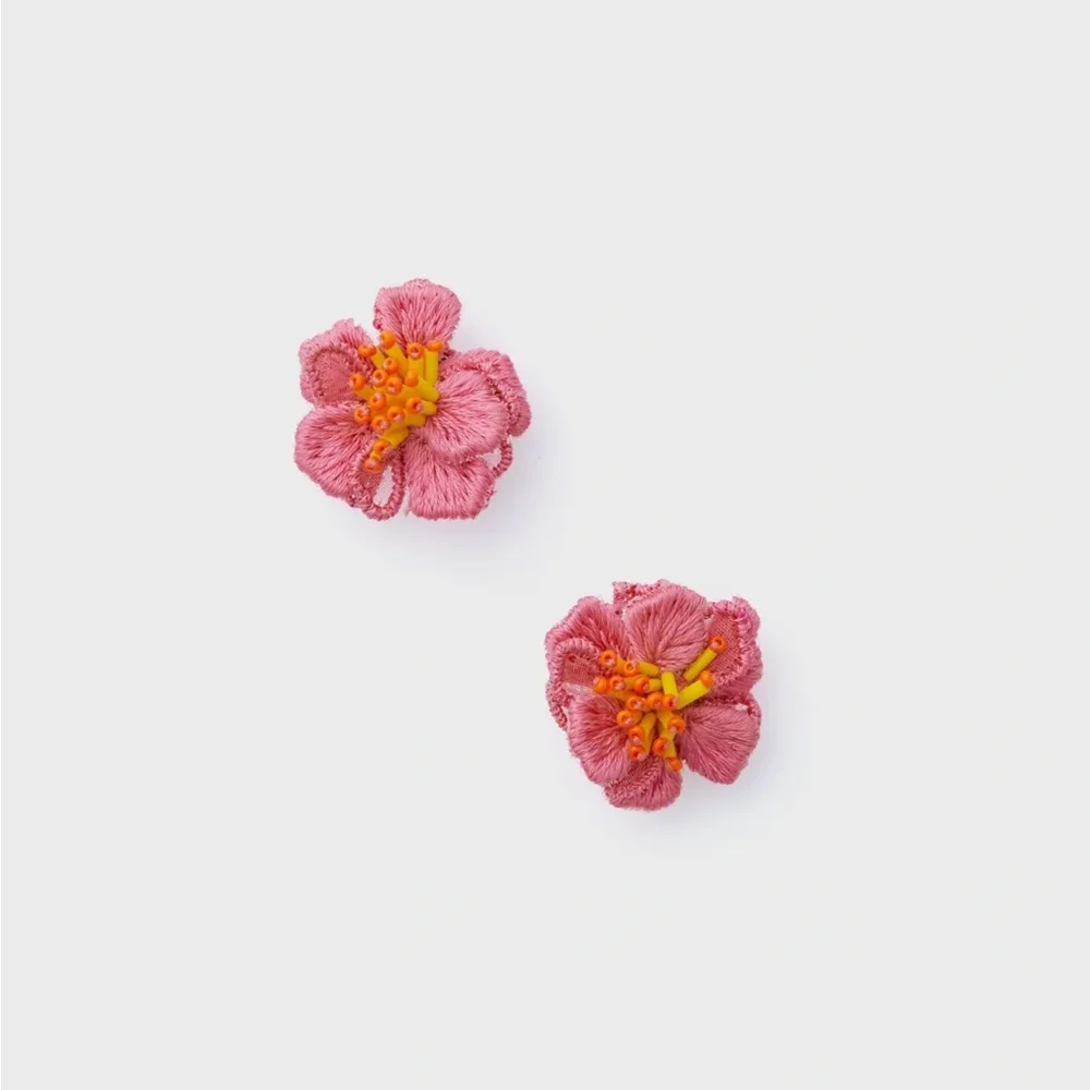 Mignonne Gavigan Pink and Yellow Floral Greer Stud Earrings - Picture 1 of 4